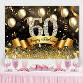 Golden Glitter 60e Ballons Bokeh Anniversaire Toile de Fond